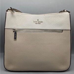 Kate Spade Leila Swingpack Crossbody Bag Beige White Leather Purse KB648